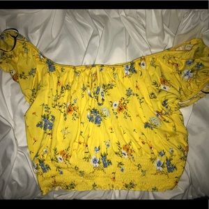 Yellow off the shoulder crop top